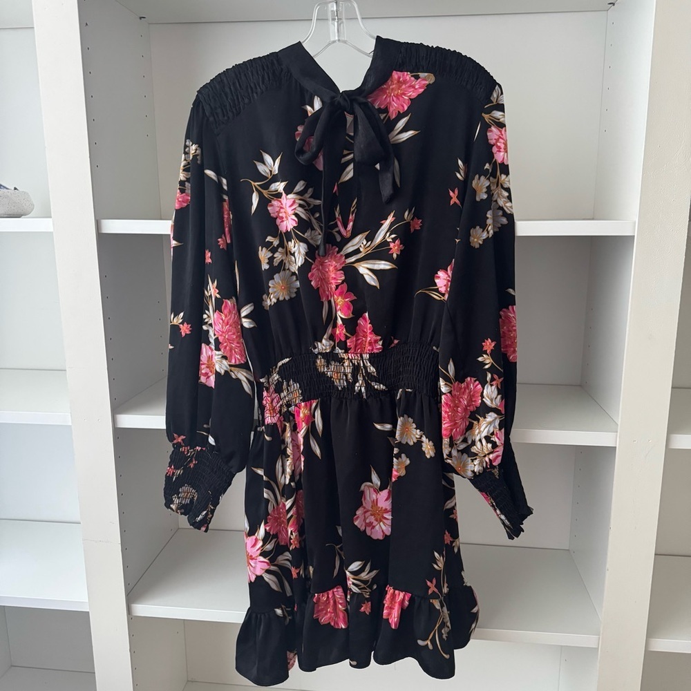MISA Floral Iyana Tie-Neck Mini Dress - Picture 5 of 8